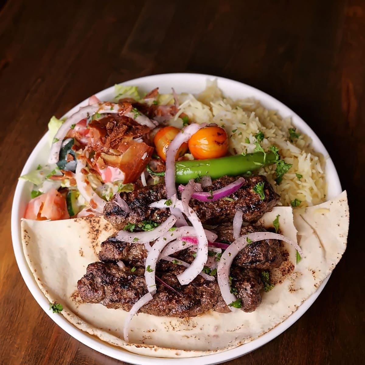 CHICKEN KAFTA KABAB PLATTER